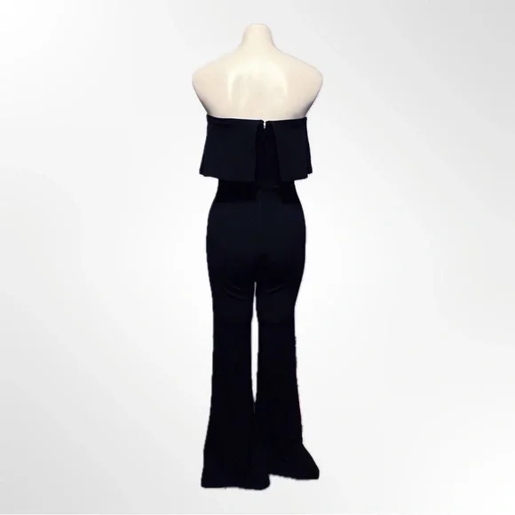Bebe Black Strapless Jumpsuit with Ruffle Front - Picture 4 of 5